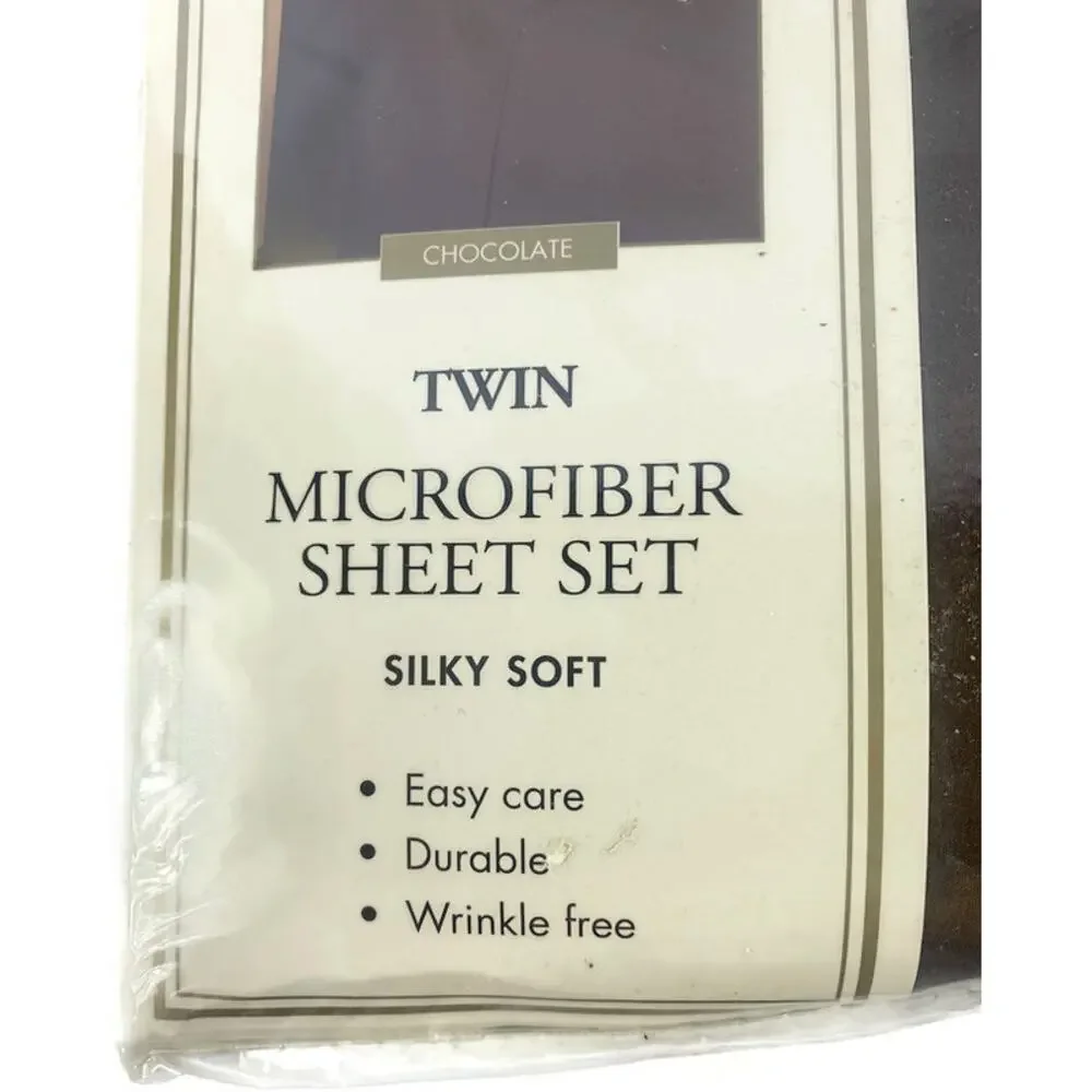 Interior Design Twin Sheet Set Microfiber Chocolate Brown Soft Silky Bedding
